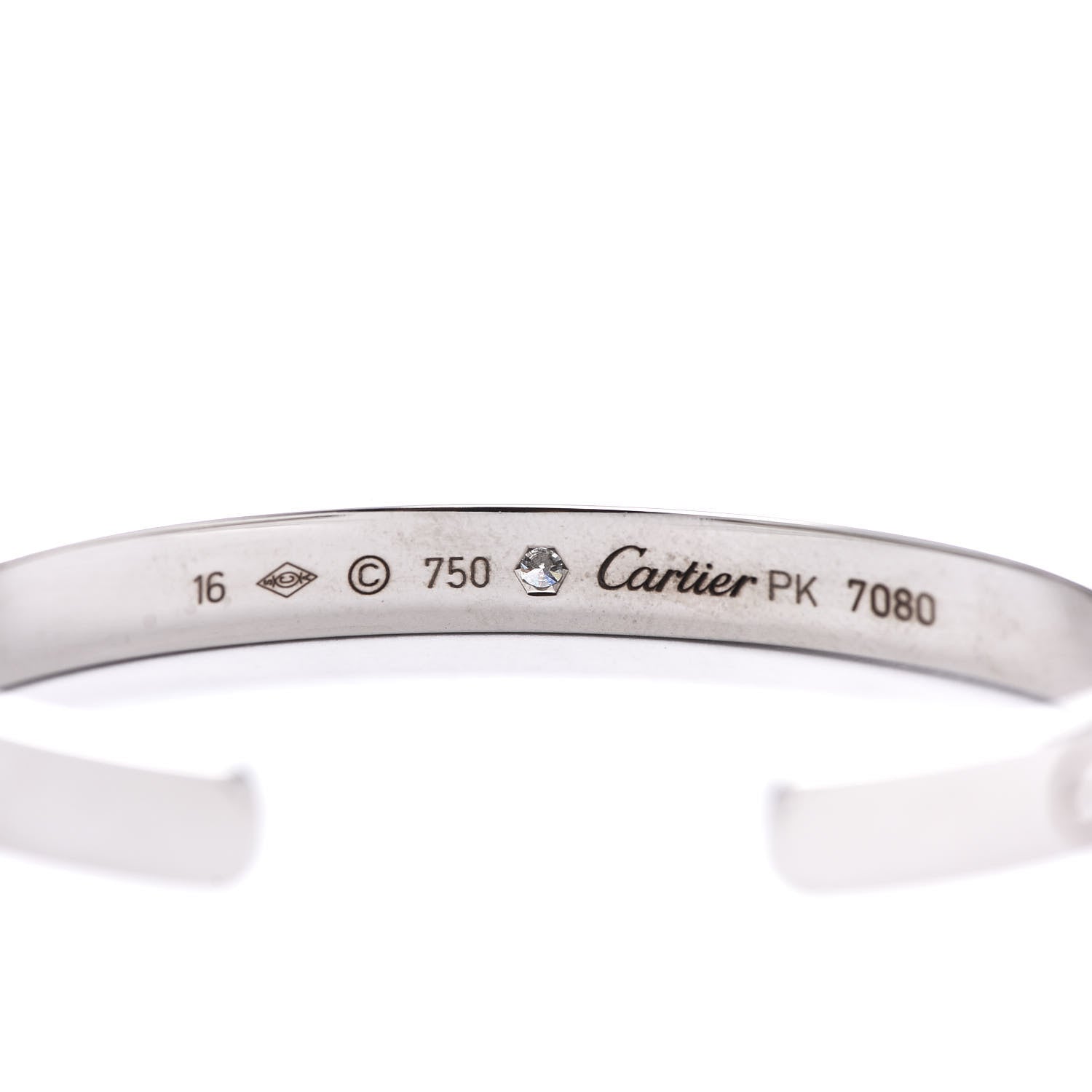 Cartier 18K White Gold 1 Diamond LOVE Cuff Bracelet 16 4 of 4