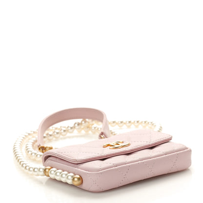 Chanel Calfskin Quilted About Pearls Card Holder Flap With Chain Light Pink 4 of 10