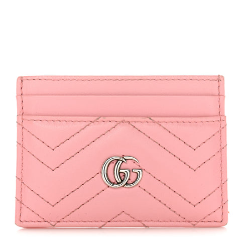 Calfskin Matelasse GG Marmont Card Holder Wild Rose