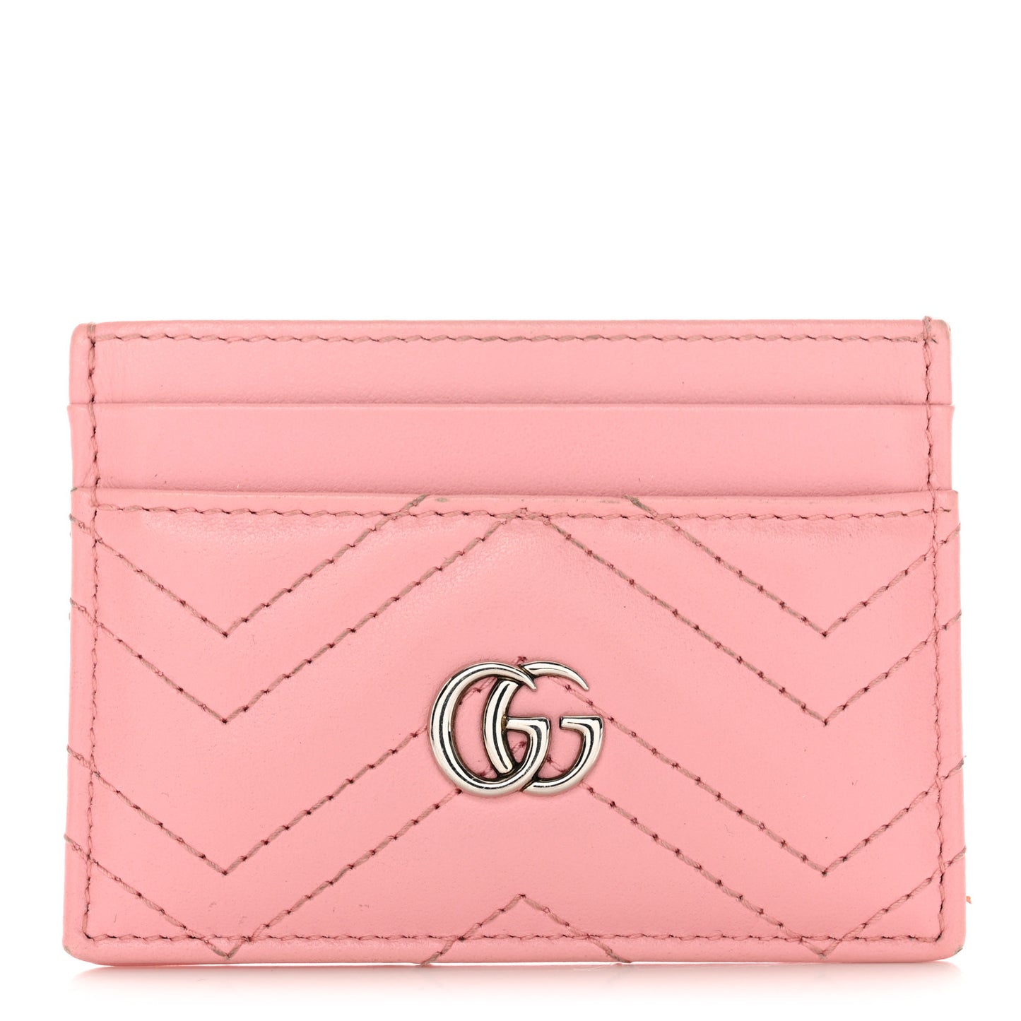 Calfskin Matelasse GG Marmont Card Holder Wild Rose