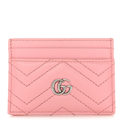 Gucci Calfskin Matelasse GG Marmont Card Holder Wild Rose 1 of 10