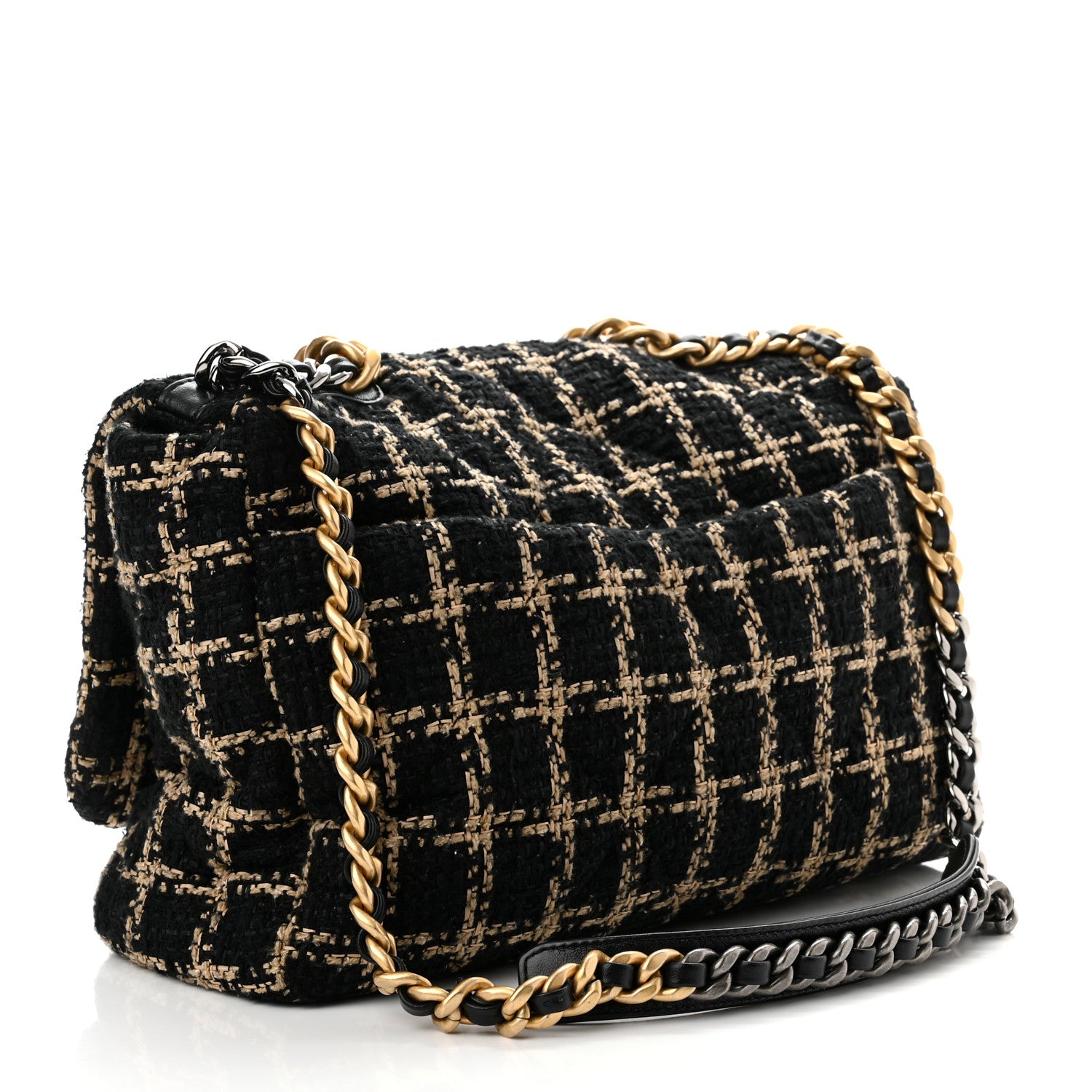 Chanel Tweed Maxi Chanel 19 Flap Black Beige 3 of 10
