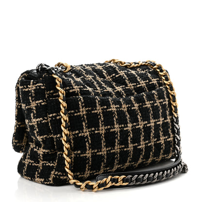 Chanel Tweed Maxi Chanel 19 Flap Black Beige 3 of 10