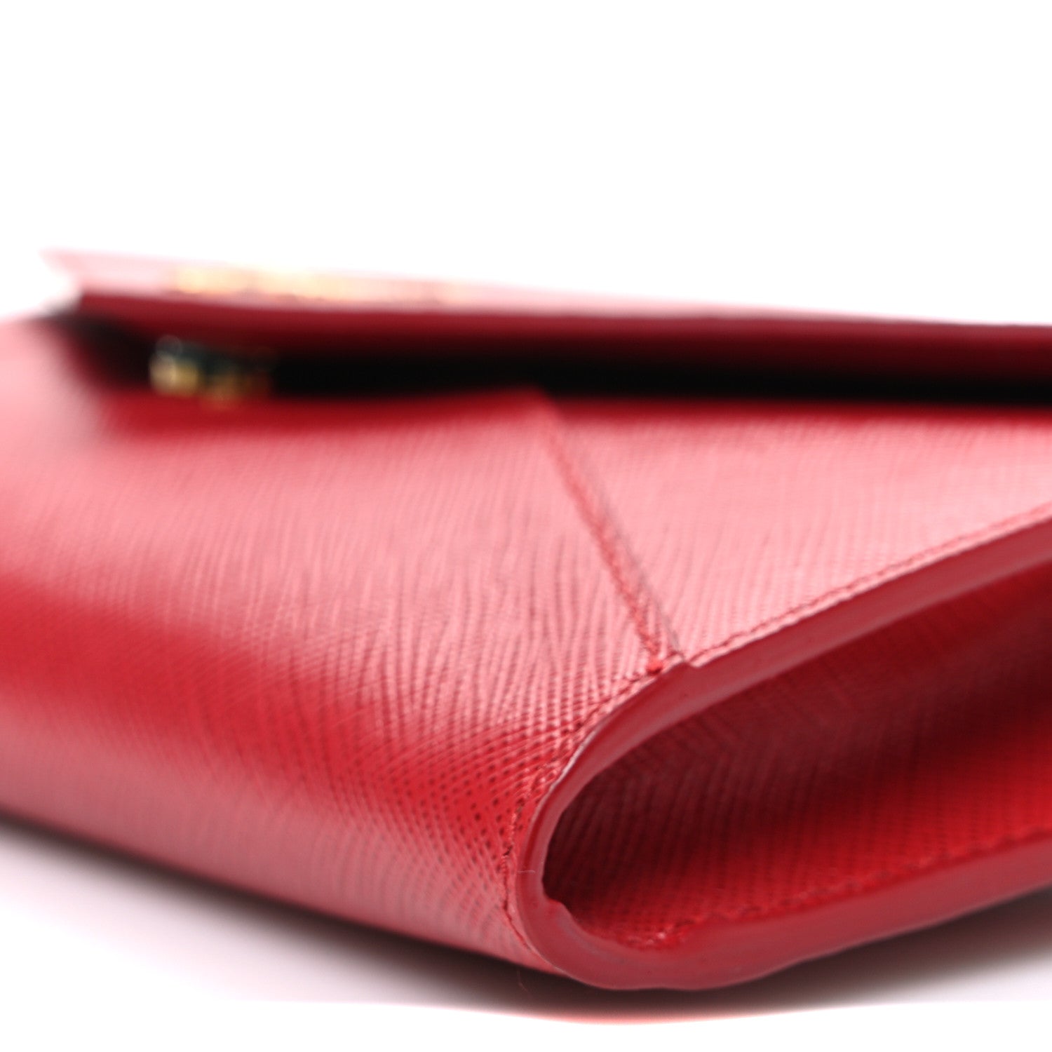 Prada Saffiano Metal Envelope Wristlet Crossbody Wallet Fuoco 9 of 9