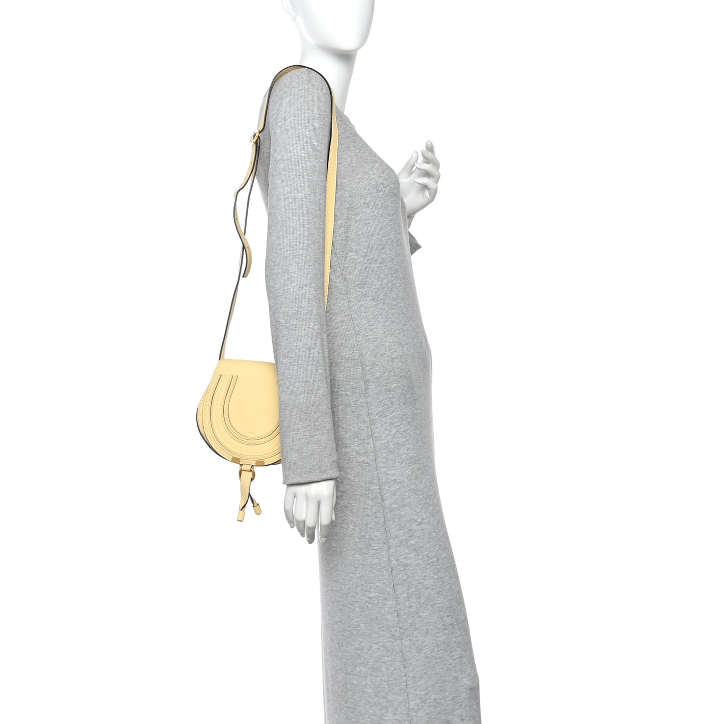 Grained Calfskin Small Marcie Saddle Bag Softy Yellow