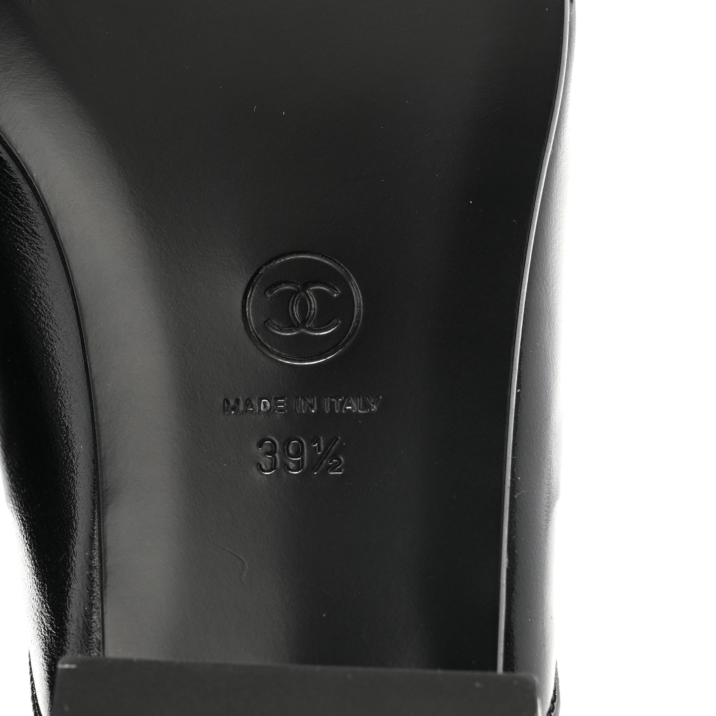 Shiny Calfskin Crystal CC Mules 39.5 Black