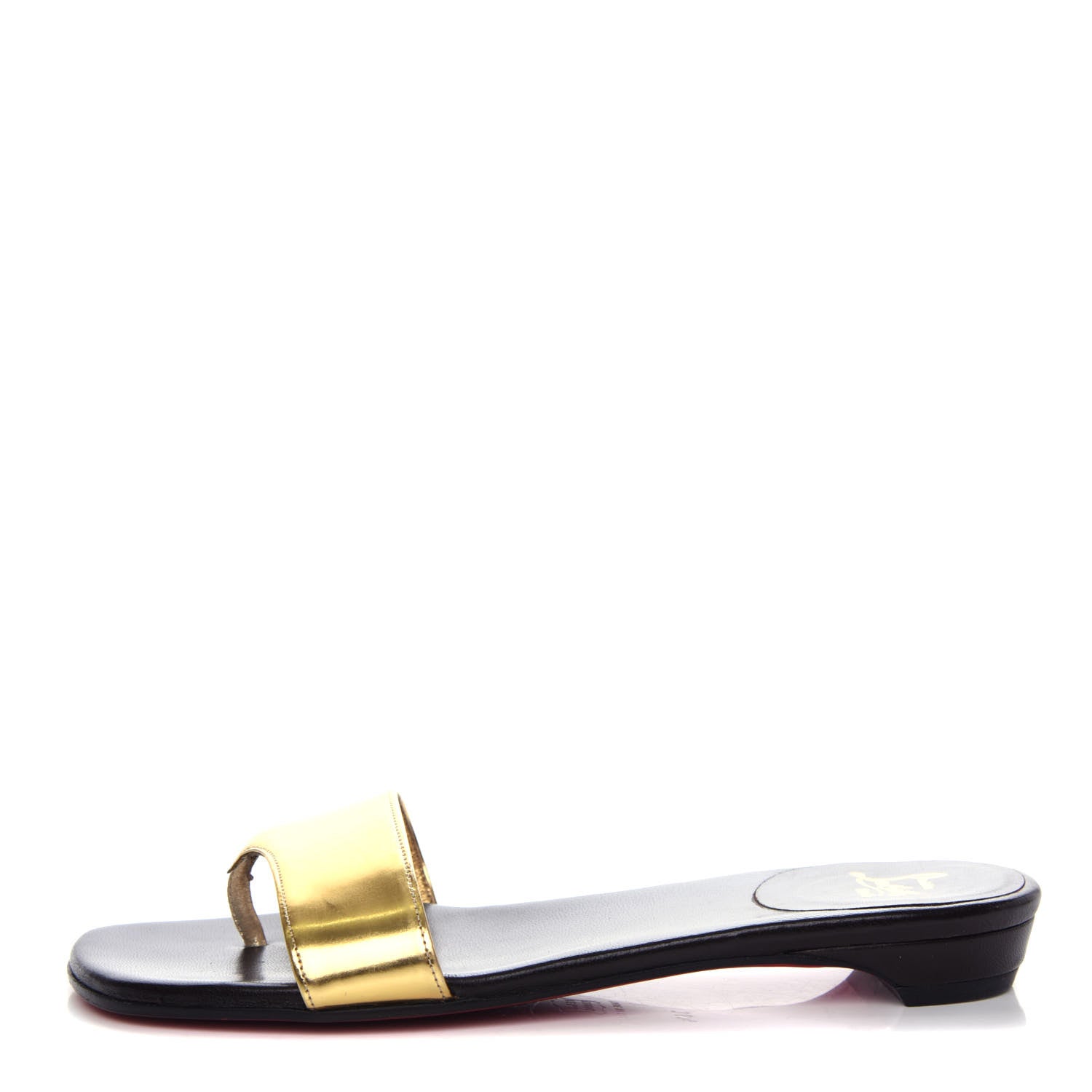 Christian Louboutin Metallic Patent Flat Slide Sandals 36.5 Gold 1 of 9