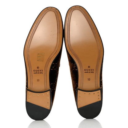 Gucci Velvet GG Monogram Horsebit Mens Jordaan Loafers 10 Brown Beige 5 of 9