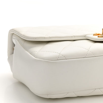 Chanel Lambskin Quilted Medium In The Loop Handle Flap Bag White 8 of 9