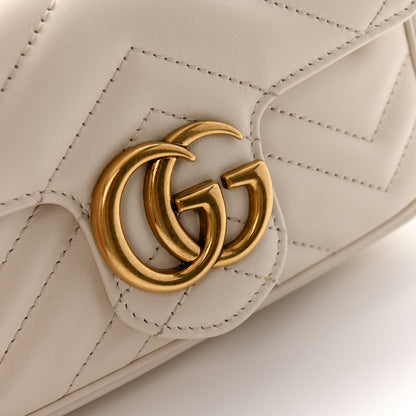 Gucci Calfskin Matelasse Super Mini GG Marmont Shoulder Bag White 11 of 12