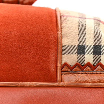 Burberry Haymarket Check Suede Prorsum Tassel Bowling Bag Tangerine 16 of 17