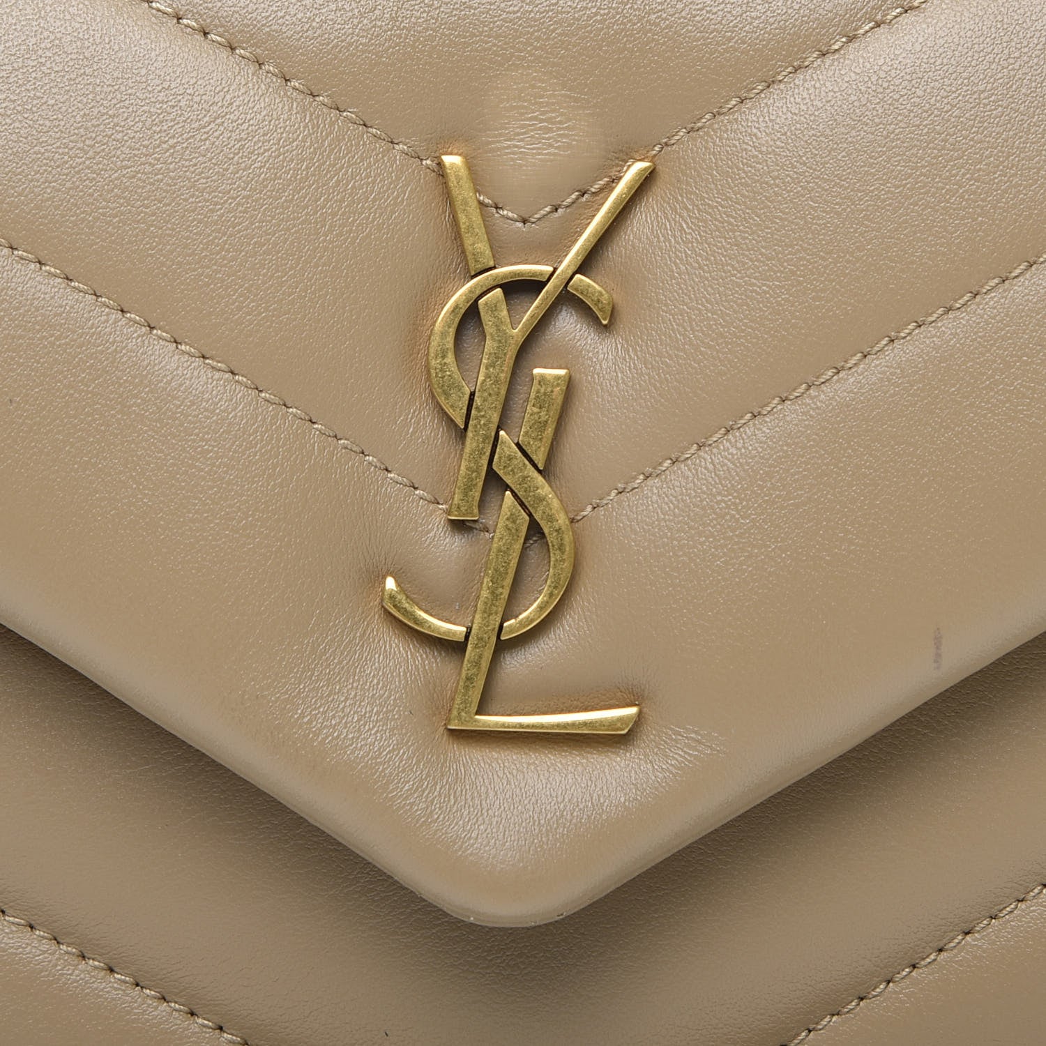 Saint Laurent Calfskin Y Quilted Monogram Toy Loulou Crossbody Bag Latte 11 of 12