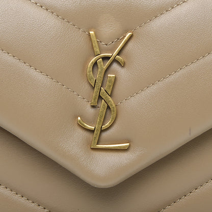 Saint Laurent Calfskin Y Quilted Monogram Toy Loulou Crossbody Bag Latte 11 of 12