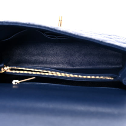 Chanel Caviar Lizard Embossed Quilted Small Coco Handle Flap Dark Blue 5 of 9