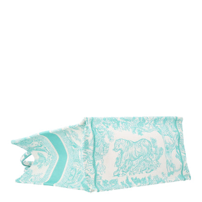 Christian Dior Canvas Embroidered Medium Dioriviera Toile De Jouy Book Tote Aquamarina 4 of 10