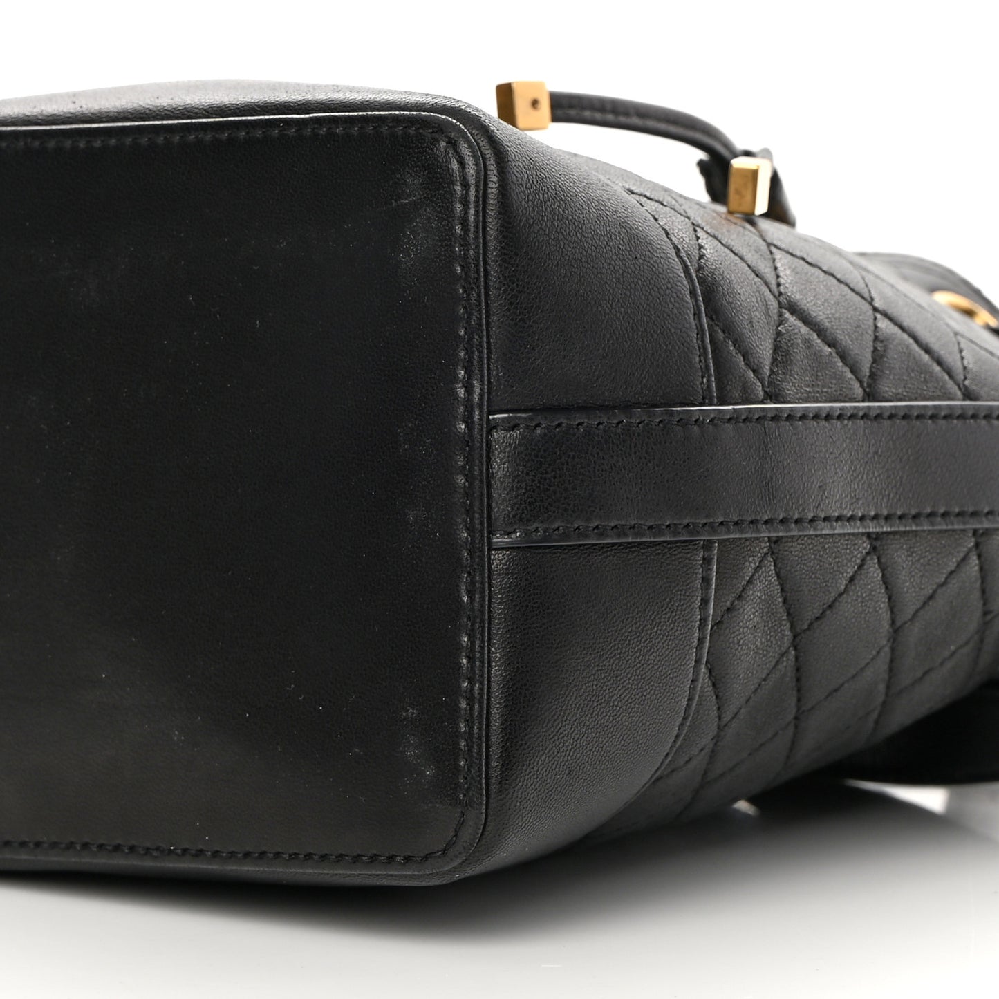 Lambskin Quilted Small Emmanuelle Bucket Bag Black