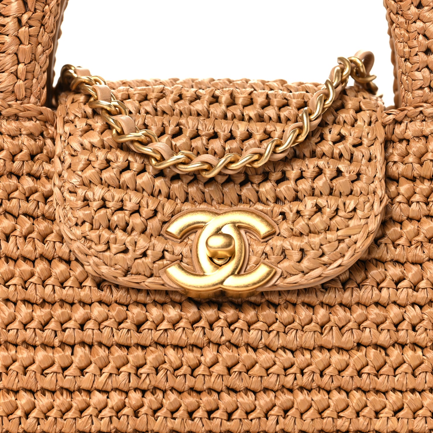 Chanel Braided Raffia Nano Kelly Flap Bag Dark Beige 8 of 11