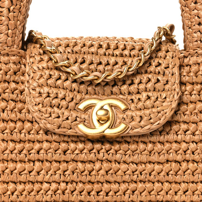 Chanel Braided Raffia Nano Kelly Flap Bag Dark Beige 8 of 11