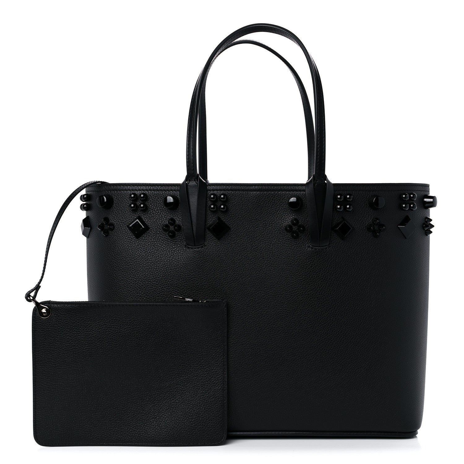 Christian Louboutin Calfskin Empire Spike Studded East West Cabata Tote Black 1 of 10