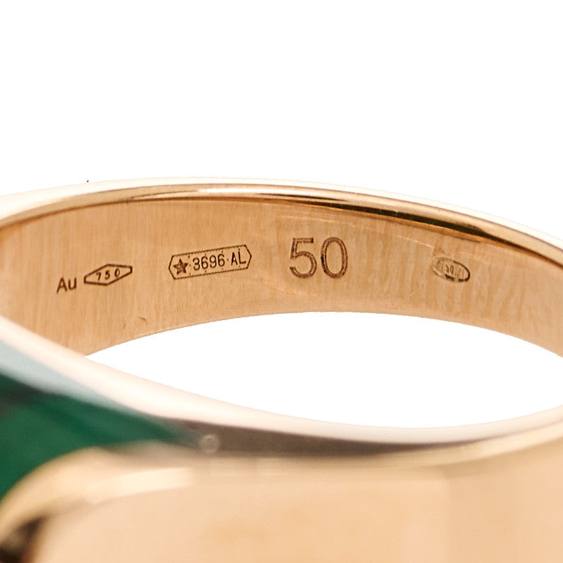 Bulgari 18K Rose Gold Malachite Tronchetto Ring 50 5.25 5 of 6