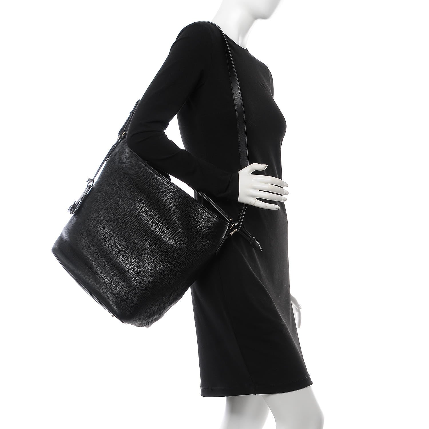 Burberry Grainy Calf Bucket Shoulder Bag Black 2 of 8
