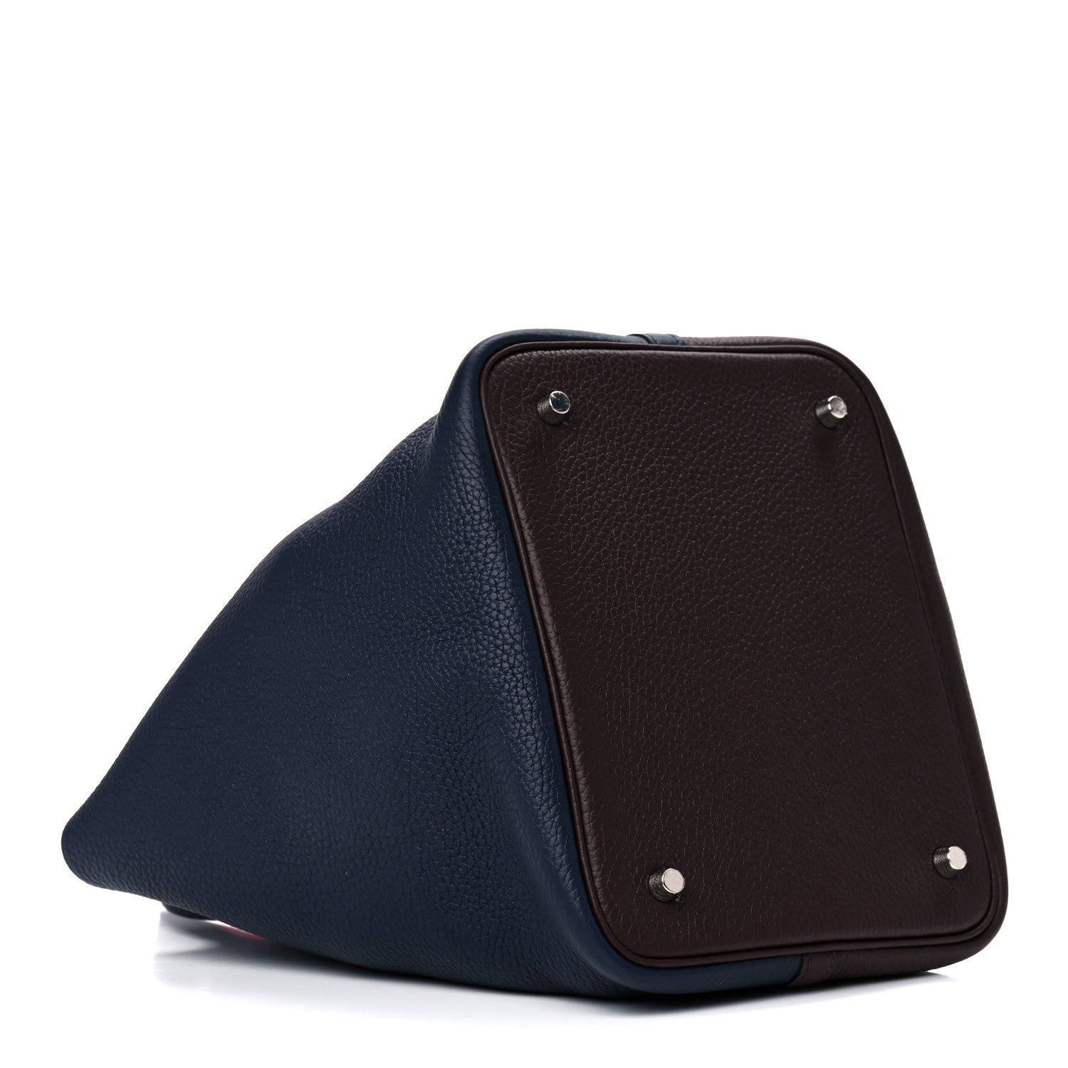 Hermes Taurillon Clemence Casaque Picotin Lock 22 MM Bleu Nuit Framboise Rouge Sellier 4 of 12