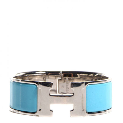Hermes Enamel Clic Clac H Wide Bracelet PM Blue Jean 1 of 12