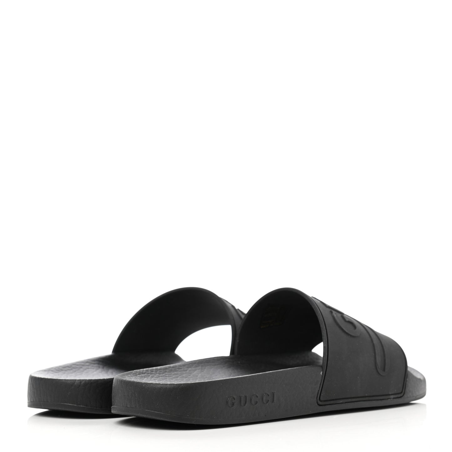 Rubber Logo Stamped Mens Slide Sandals 41 Black