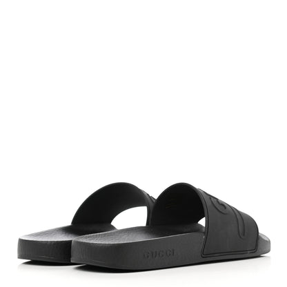 Gucci Rubber Logo Stamped Mens Slide Sandals 41 Black 4 of 6