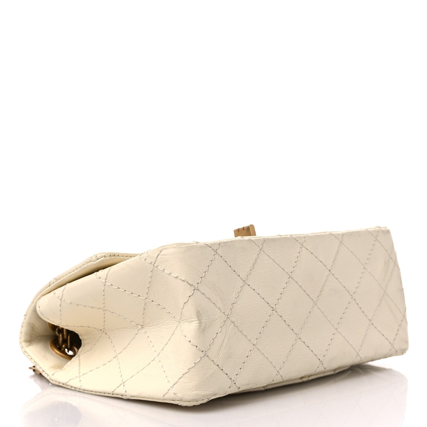 Aged Calfskin Quilted 2.55 Reissue Mini Flap White