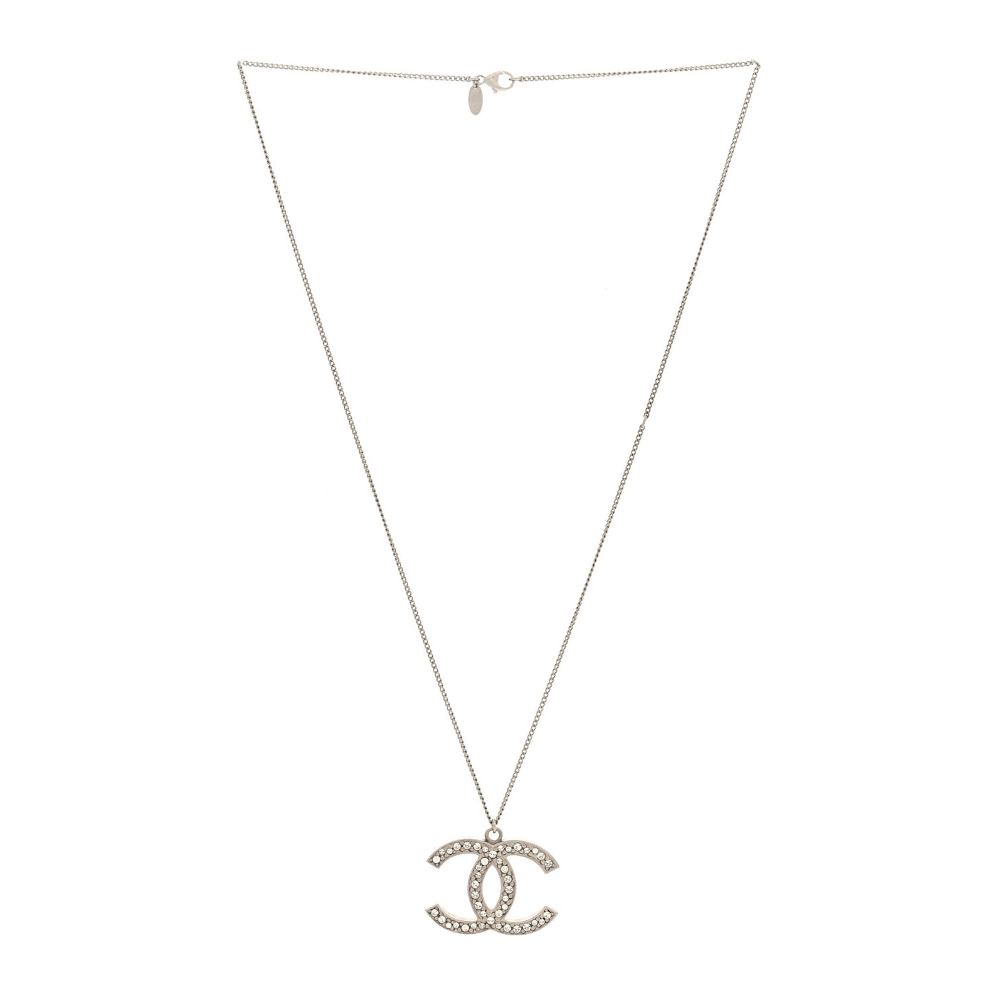 Crystal Large CC Necklace Silver