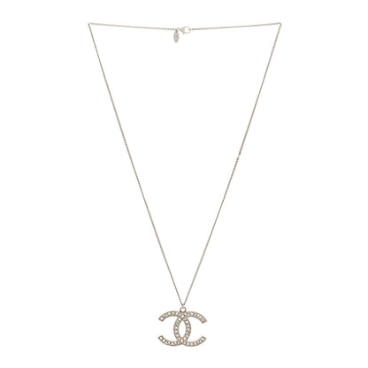 Chanel Crystal Large CC Necklace Silver 3 of 4