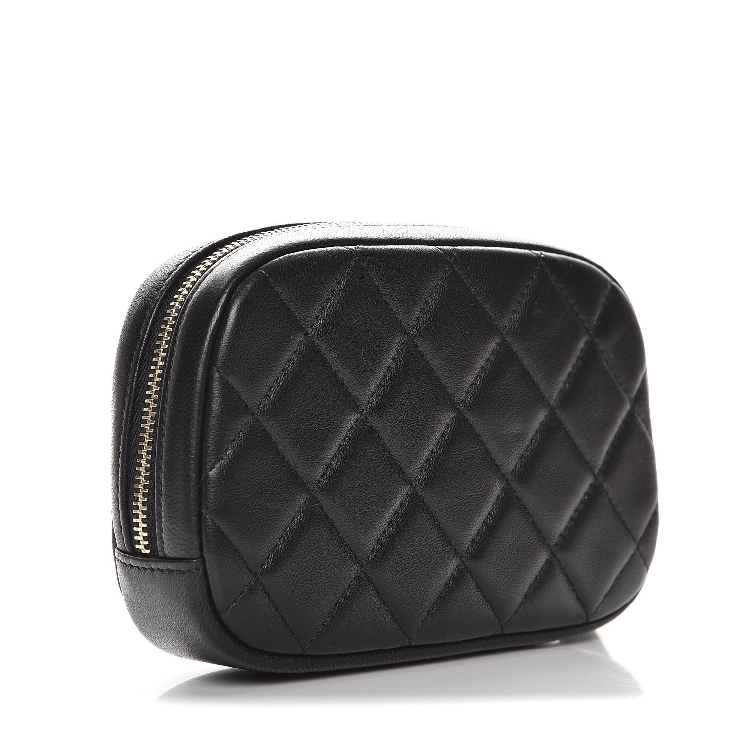 Chanel Lambskin Quilted Small Curvy Pouch Cosmetic Case Black 3 of 8