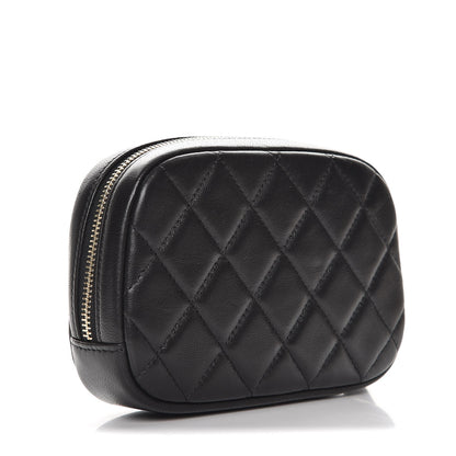Chanel Lambskin Quilted Small Curvy Pouch Cosmetic Case Black 3 of 8