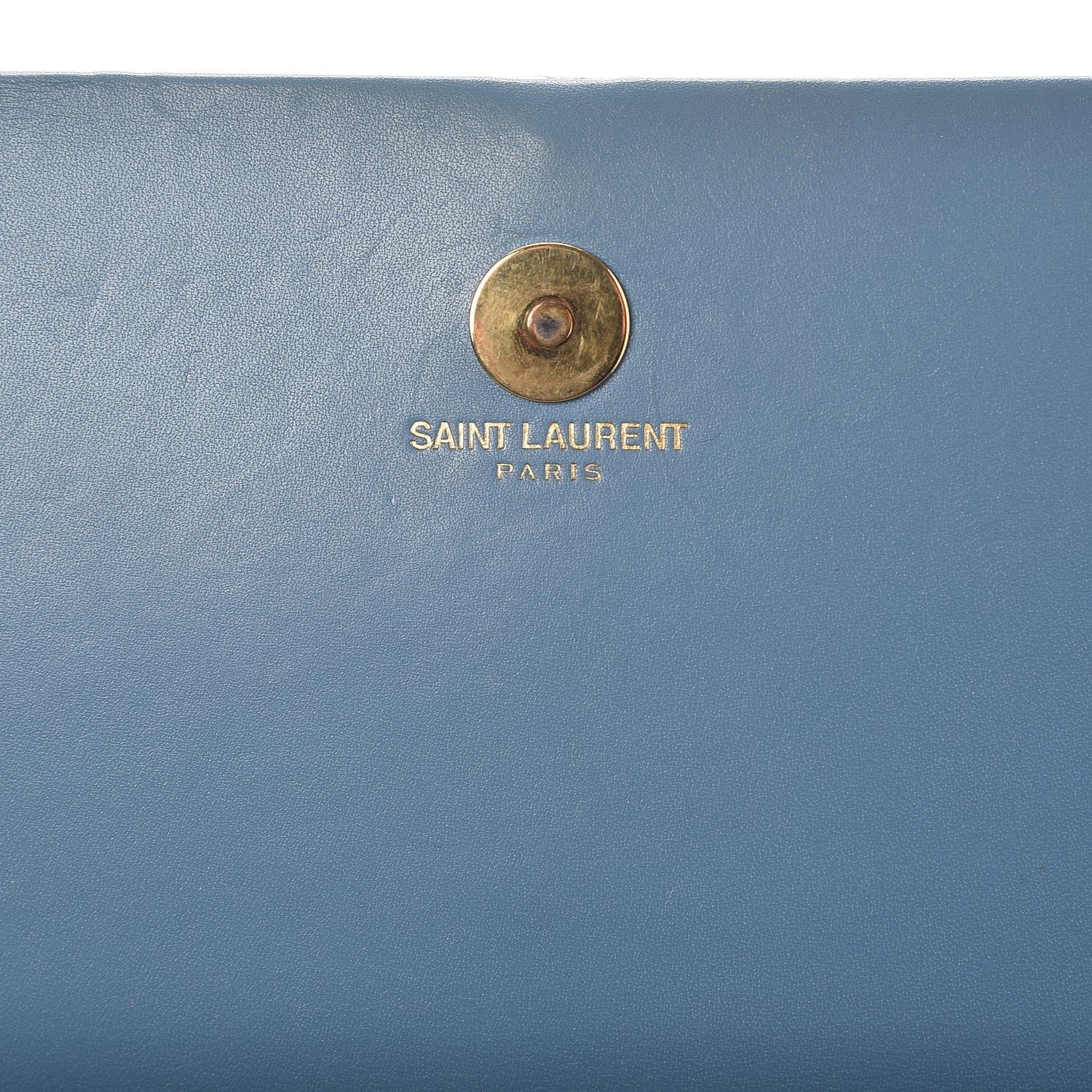 Saint Laurent Calfskin Classic Monogram Tassel Clutch Blue Glacier 6 of 10