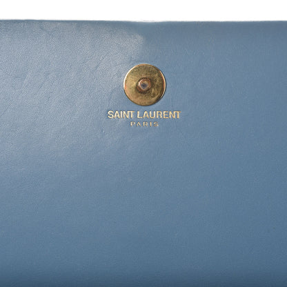 Saint Laurent Calfskin Classic Monogram Tassel Clutch Blue Glacier 6 of 10