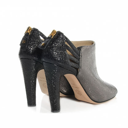 Chanel Metallic Crinkled Calfskin Peep Toe Heels 35.5 Dark Silver 4 of 6