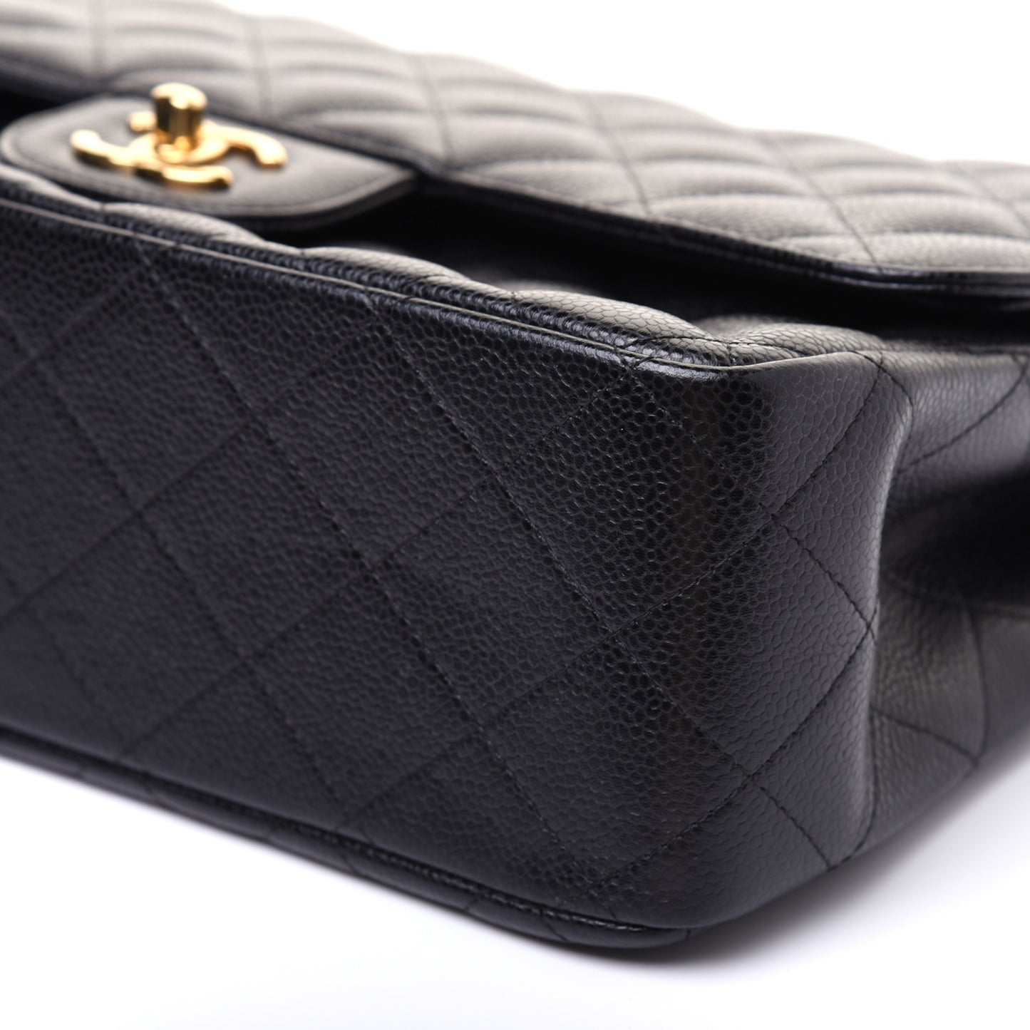 Caviar Quilted Jumbo Double Flap Black