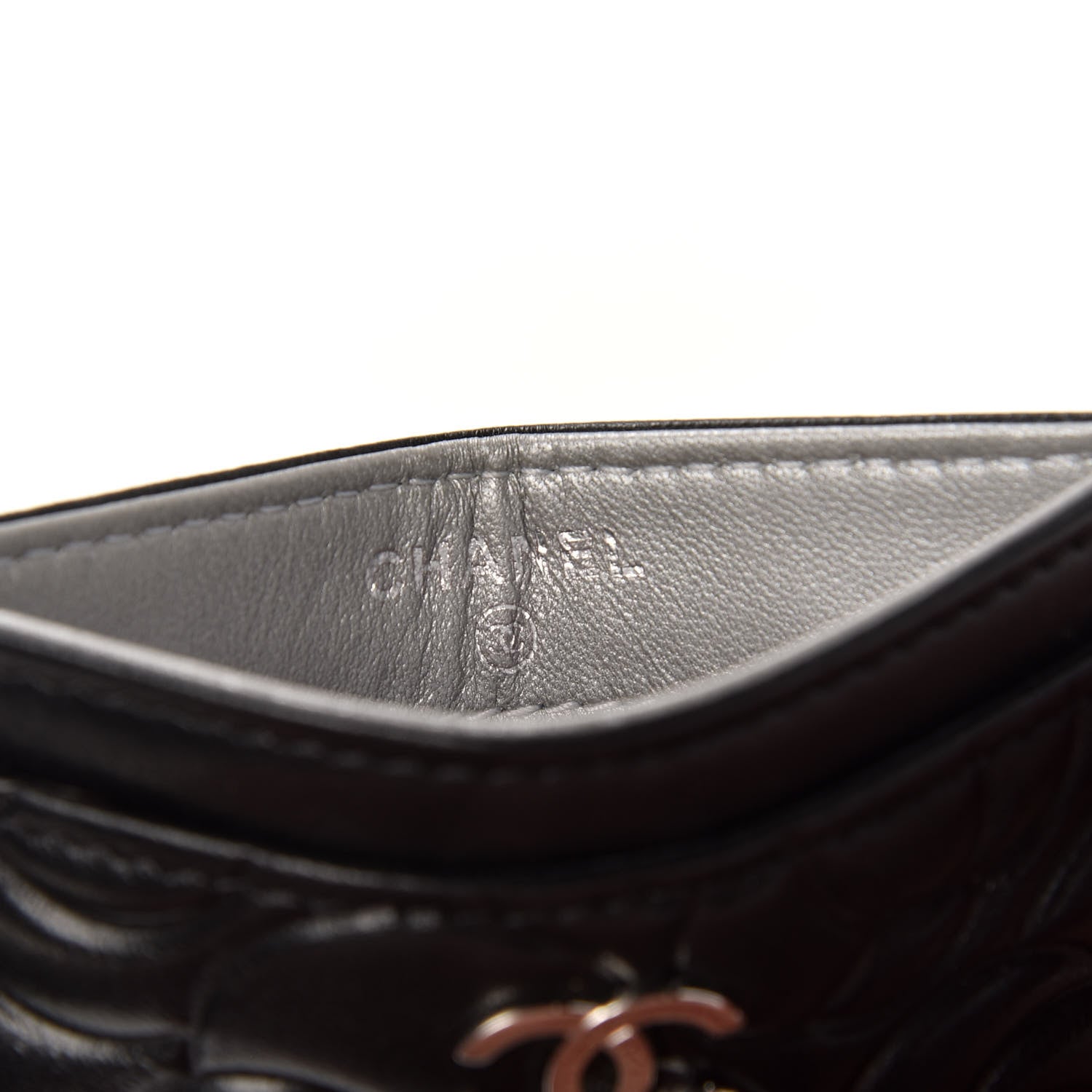 Chanel Lambskin Camellia Embossed Card Holder Black 6 of 8
