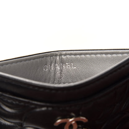 Chanel Lambskin Camellia Embossed Card Holder Black 6 of 8