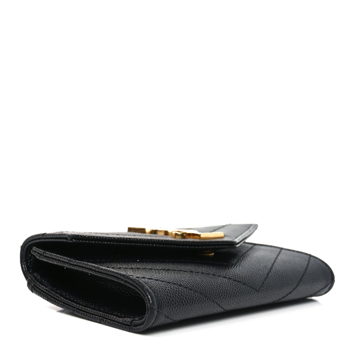 Grain De Poudre Matelasse Chevron Small Monogram Envelope Wallet Black