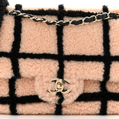 Chanel Shearling Lambskin Large Fluffy Tartan Single Flap Pink Black 8 of 13