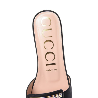 Gucci Moire Fabric Crystal Square G Madelyn Slide Sandals 38.5 Black 6 of 7