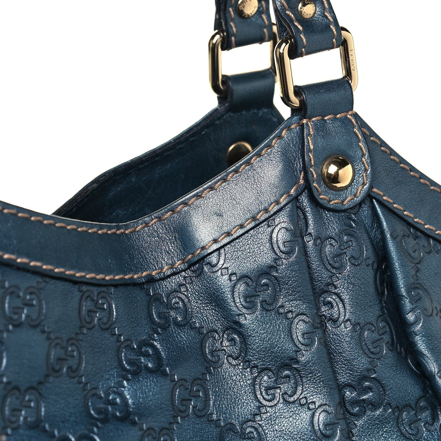 Metallic Guccissima Large Sukey Tote Blue