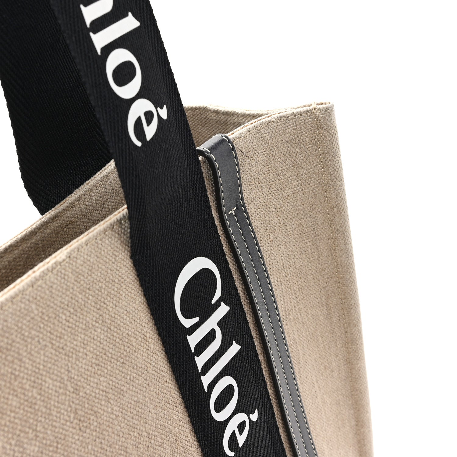 Chloe Linen Calfskin Medium Woody Ribbon Tote Black Blue 11 of 11