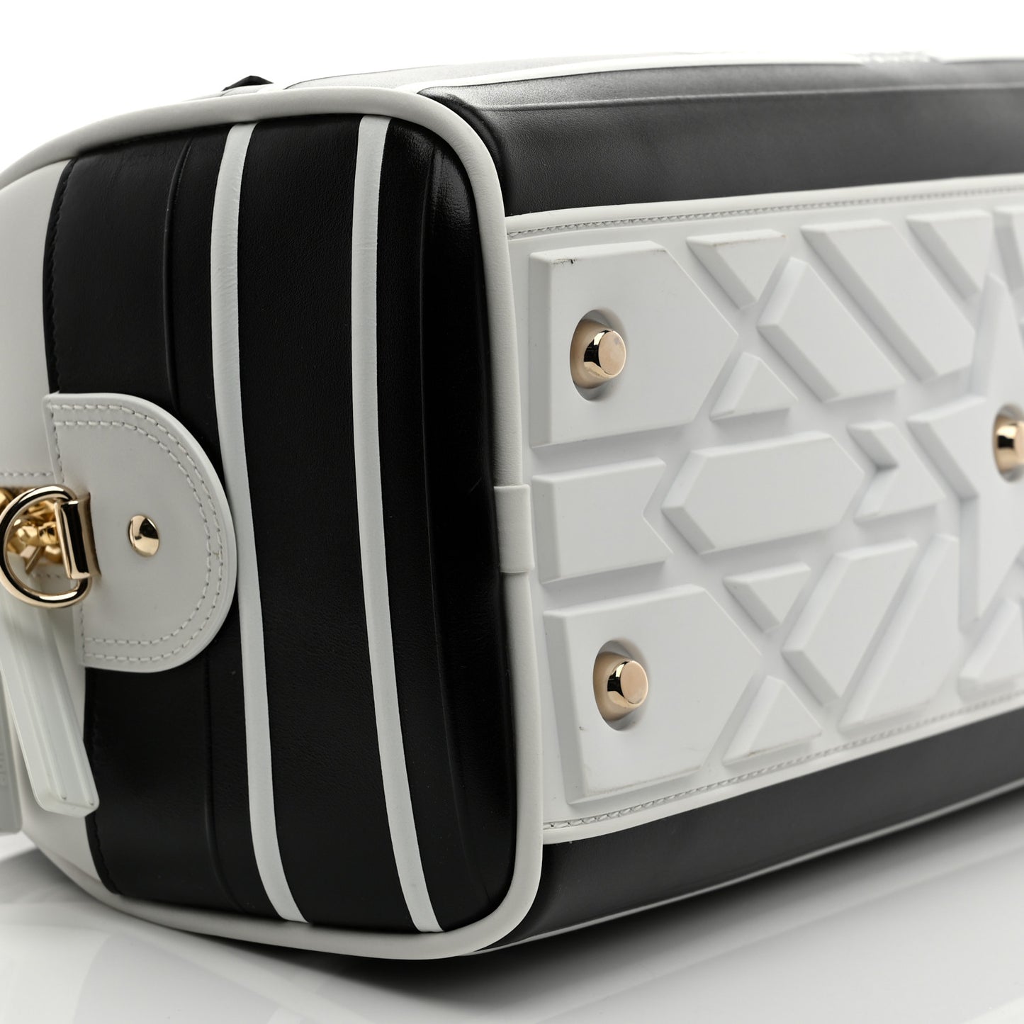 Lambskin Cannage Medium Dior Vibe Zip Bowling Bag Black White