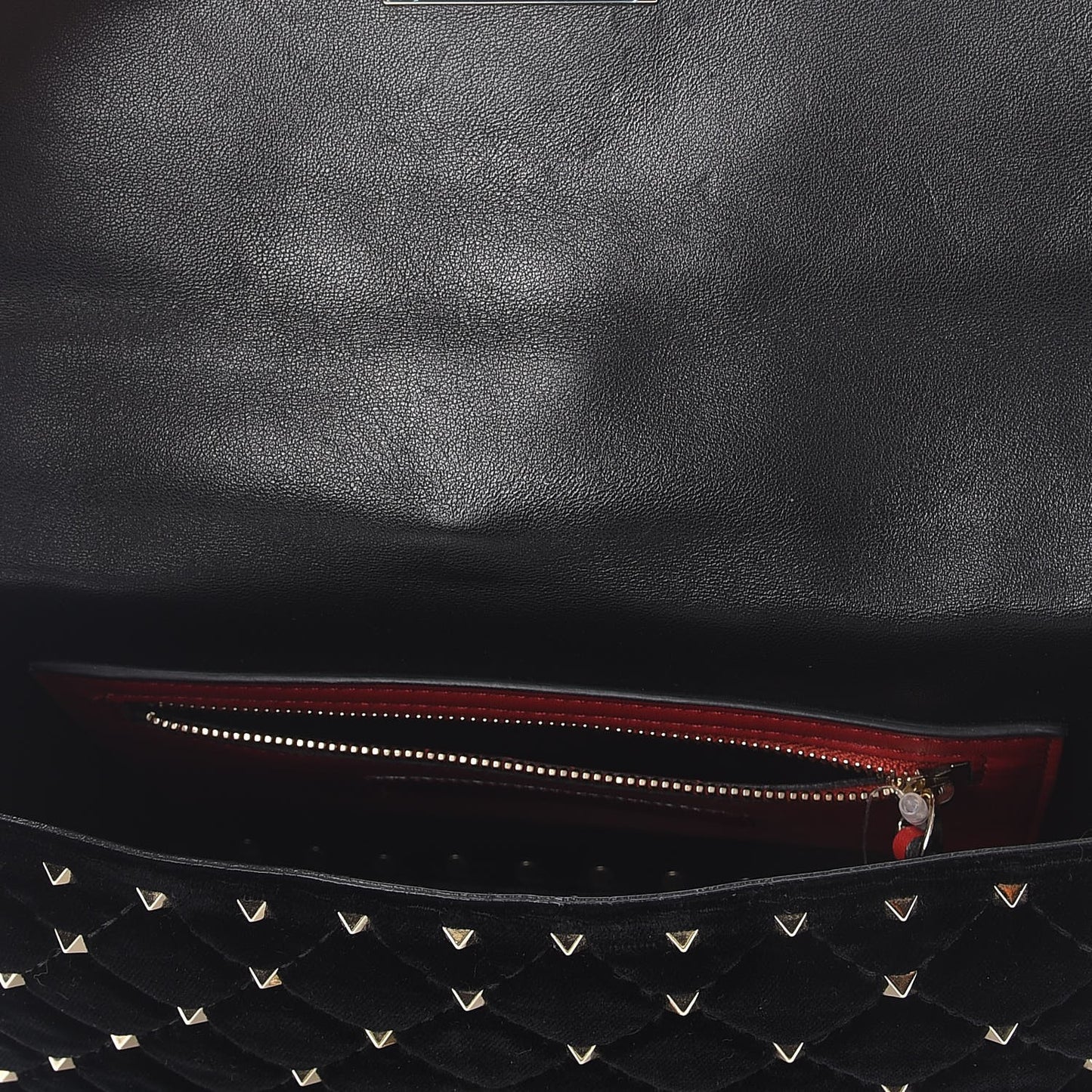 Velvet Medium Rockstud Spike Shoulder Bag Black