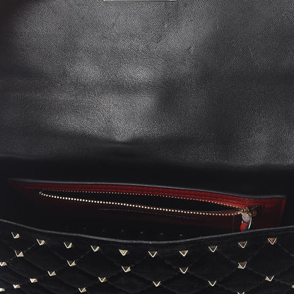 Valentino Garavani Velvet Medium Rockstud Spike Shoulder Bag Black 10 of 10