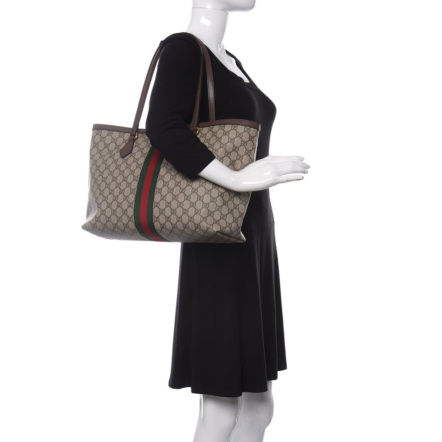 GG Supreme Monogram Medium Ophidia Shopping Tote Brown