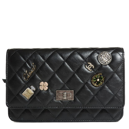 Chanel Aged Calfskin Lucky Charms Casino 2.55 Reissue Wallet on Chain WOC Black 1 of 9